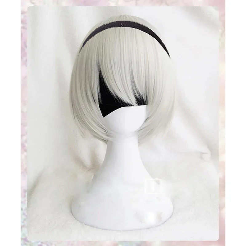 25COSHigh quality YoRHa No.2 Type B 2BYoRH 2A 9S 2B wig Cosplay Wig NieR:Automata Costume Play Wigs Costumes Hair +Wig Cap
