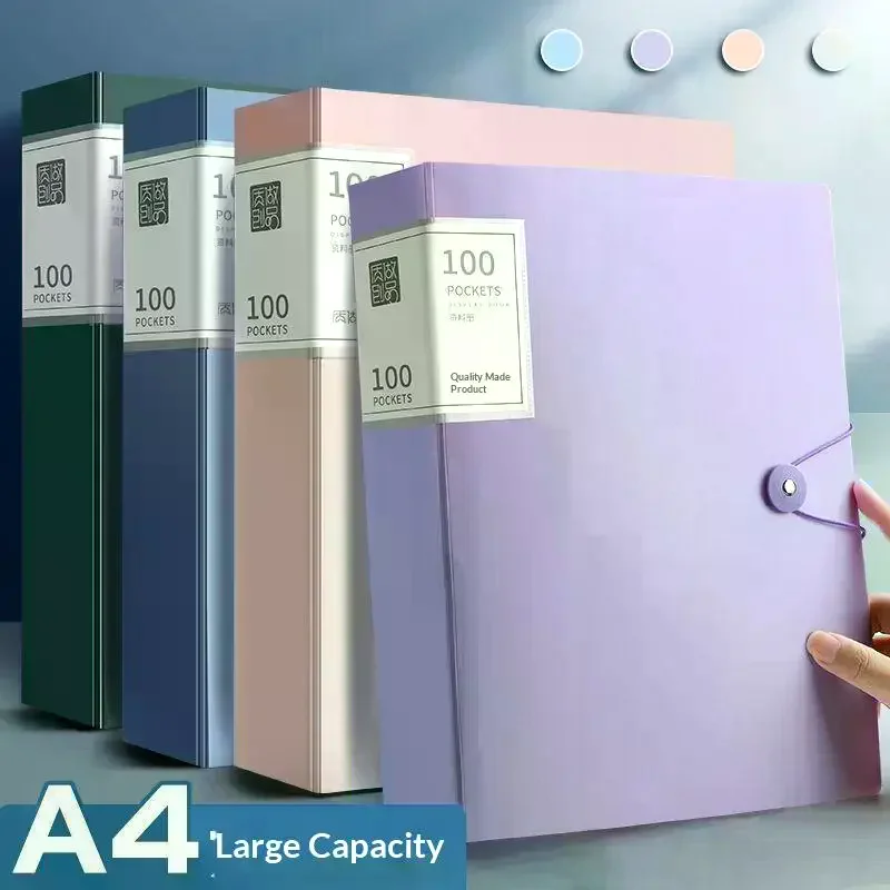 1Pcs PP High Transparency And Waterproof Insert Brochure 60/100 Pocket A4 File Folder Suitable For A4 Size Documents And Papers