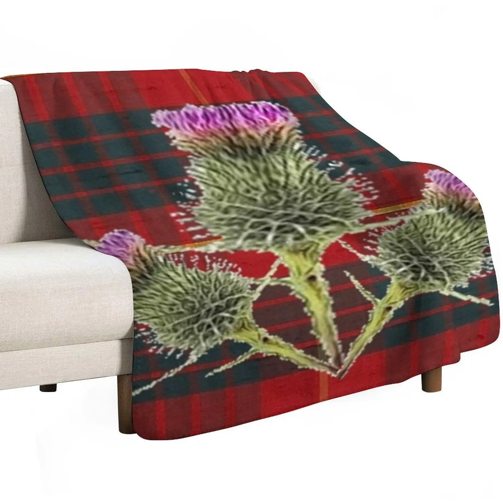 

SCOTTISH THISTLES ON CAMERON CLAN TARTAN Throw Blanket Kid'S Single Blankets For Bed decorative Blankets
