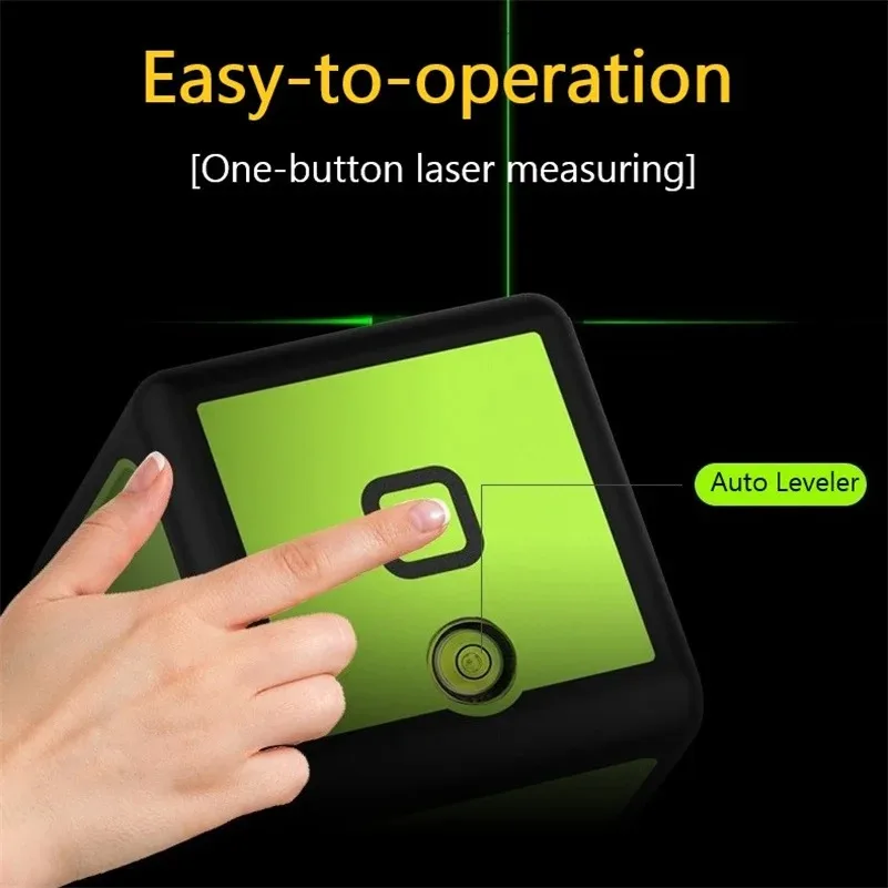 High-precision self-leveling cross-line laser level intelligent instrument for window installation.