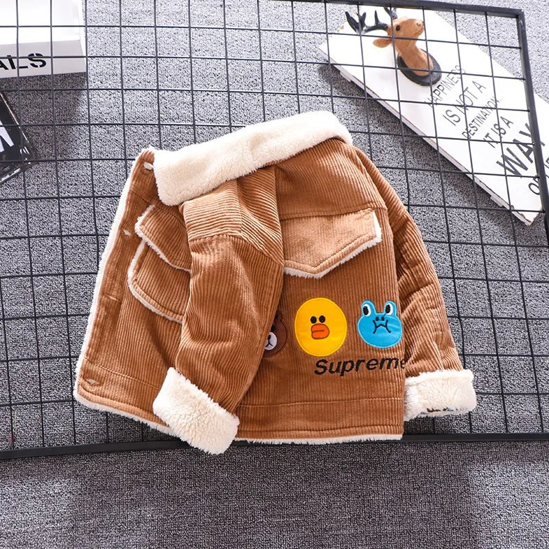 ملابس اطفال Plush Children\'s Clothing Autumn Winter Warm Baby Boys Clothing Cartoon Down Cotton Jacket Casual Boy Coat Outerwear