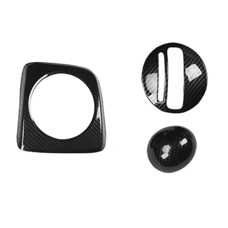 New-3Pcs AT Car Carbon Fiber Gear Shift Panel Cover Frame Trim RHD For Honda Civic 2006-2011