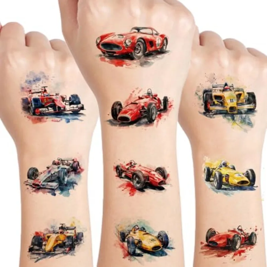 

Race Car Temporary Tattoo for kids - 72 Styles Temporary for Girls Boy Body Arm Shoulder Car Tattoos Stickers, Birthday Party S
