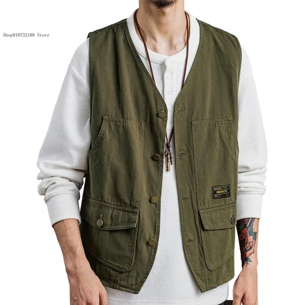 Spring/summer Retro Vest Sleeveless Work Suit Vest Coat Jacket Men