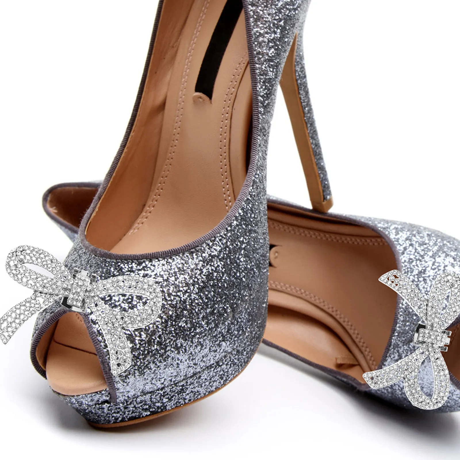 4Pair Bowknot Rhinestone Shoe Clips Metal Detachable Buckles for Wedding Bridal Heels Sandals Accessories Bow Shoe Clip