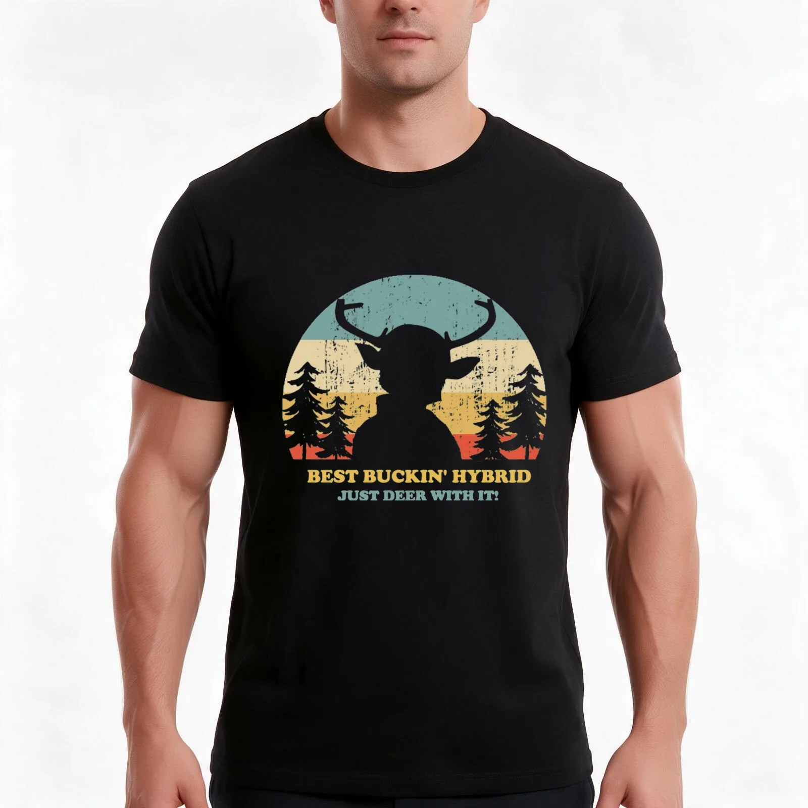 Sweet Tooth Best Buckin' Hybrid T-Shirt, Summer Casual Cotton Tee, Oversized Streetwear Tops, Vintage Graphic Print, 100% Cotton