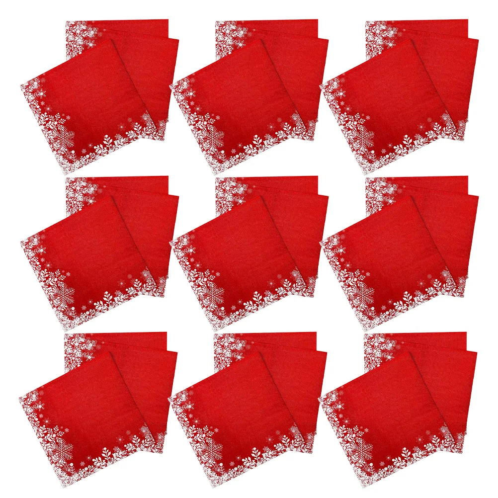 20 hojas de servilletas navideñas, adornos de Natividad, decoraciones de copos de nieve de papel rojo para fiesta