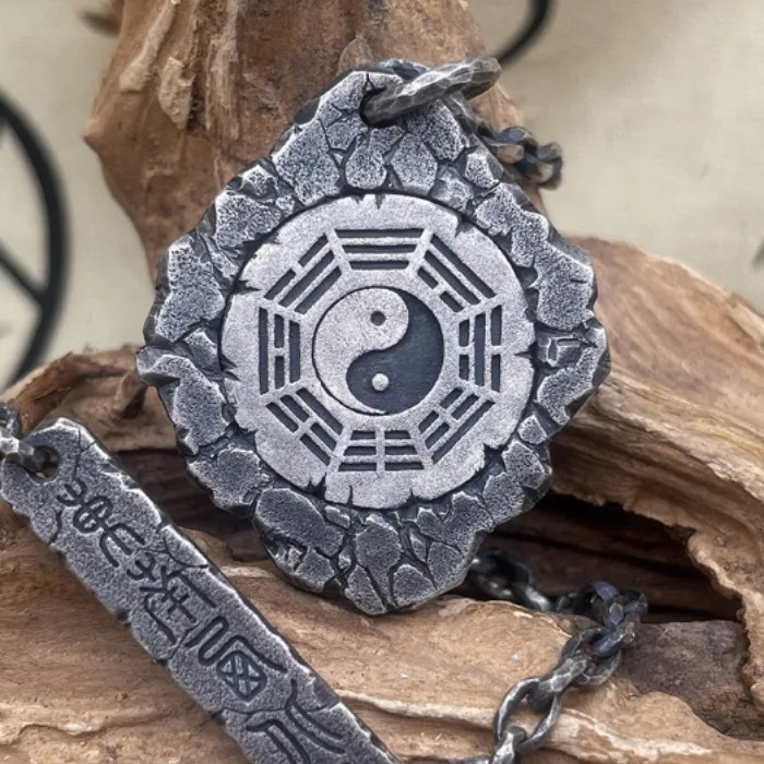 

Pure Copper Silver Plated Antique Zhu Que Xuan Wu Qing Long Bai Hu Tai Chi Bagua Four Holy Beasts Necklace Pendant Accessories