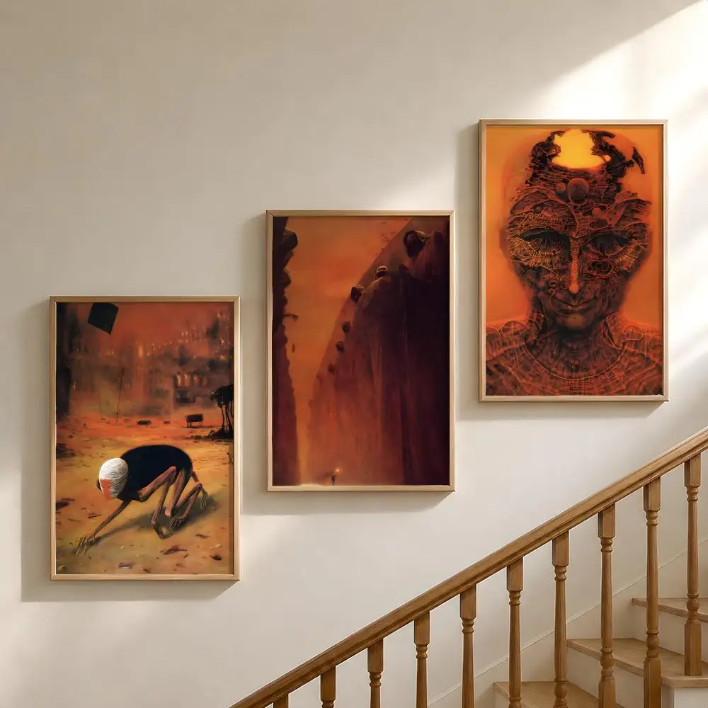 Art Z-Zdzislaw B-Beksinski Dark Surreal Poster Waterproof HD Modern Peel And Stick Wall Decor Bedroom Living Room Dorm Office