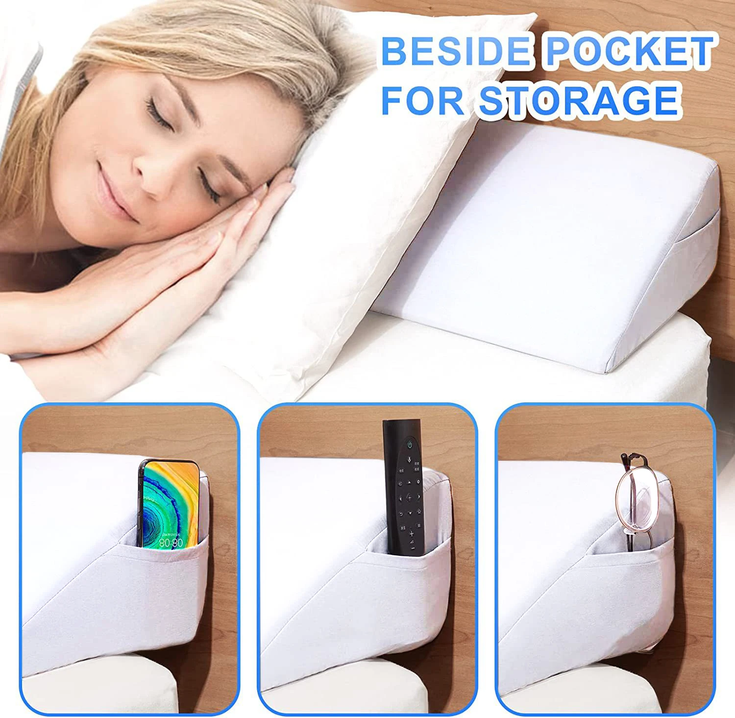 Bed Wedge Pillow, Bed Gap Filler, Mattress Wedge, Headboard Pillow Fill The Gap (0-7