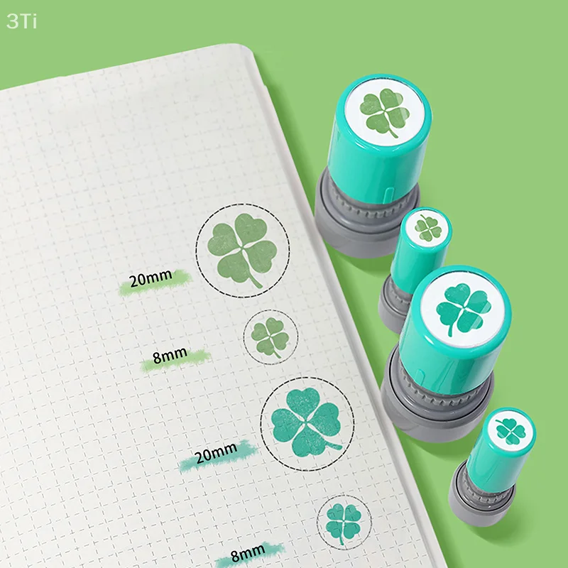 Портативный штамп для обзора учителя, штамп с четырьмя листами клевера для скрапбукинга, декоративный штамп с зелеными растениями и цветами