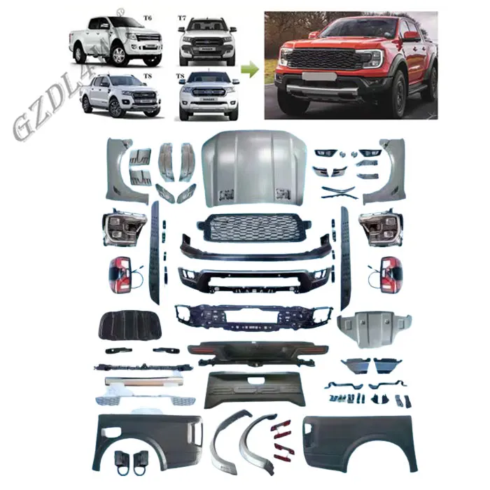 GZDL4WD Car Exterior Conversion Accessories Front Bumper Body Kits For Ranger T6 T7 T8 2012-2021 Upgrade Raptor Auto Body Parts