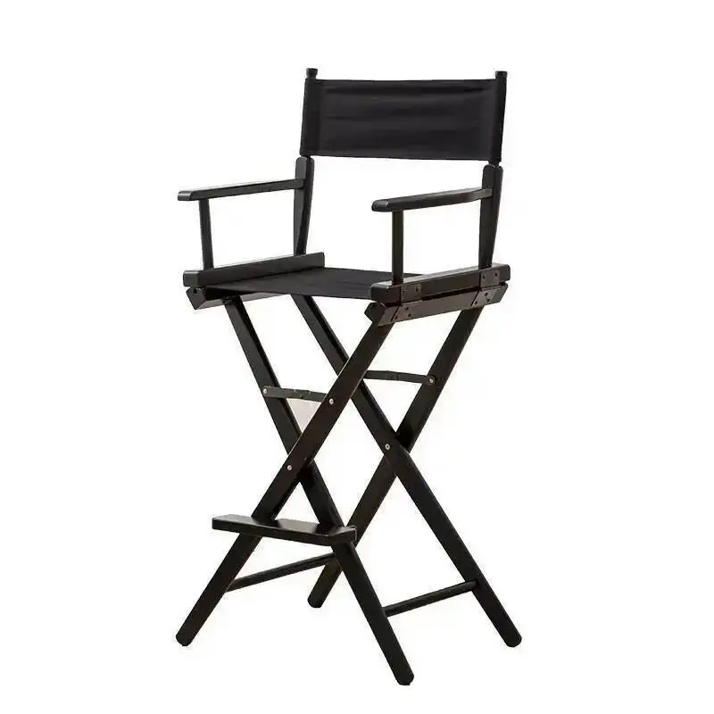 Bar Solid Chair Wood Office Director Makeup Chair Counter Canvas Folding Outdoor Leisure Chair Home Fishing Props High Feet