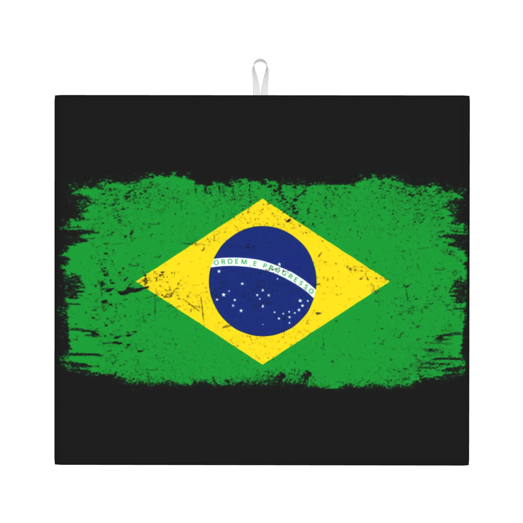 Brazil Flag Brazilian Flag Non Slip Kitchen Counter Protector Mat Barware Tableware Reusable  Bathroom Drying Mat For Kitchen