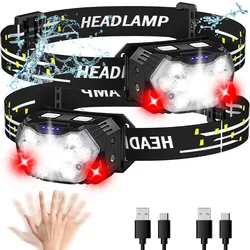 New 2000LM Ultra Bright 9 LED Headlamp USB Rechargeable Headlight 6 Modes Waterproof Motion Sensor Head Lamp Work Flashlight