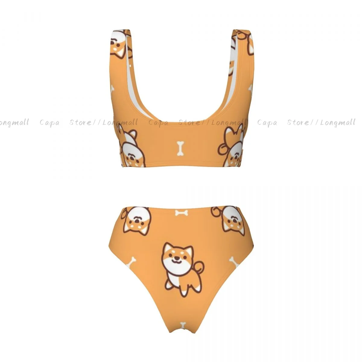 Conjunto de Bikini para mujer, bonito traje de baño con perro Shiba, traje de baño femenino con realce