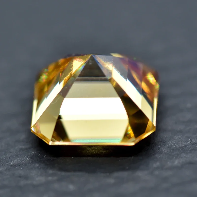 Moissanit-Stein, Asscher-Schliff, Champagnerfarbe, VVS1, DIY-Ring, Halskette, Hauptmaterialien, bestandenem Diamanttester mit Zertifikat – Detail 4