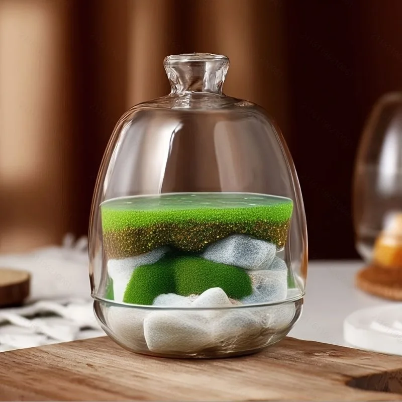 Micro Landscape Ecological Moss Glass Bottles With Lid Glass Vase Green Plant Microecological Glass Terrarium Vegetation Contain