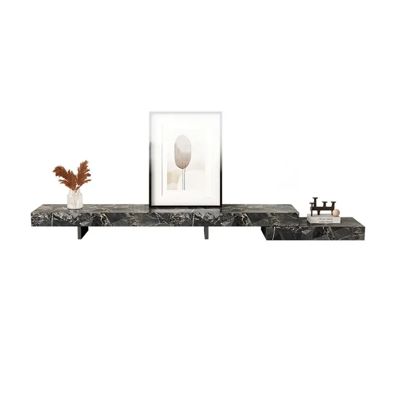 Italian Minimalist Telescopic TV Cabinet Solid Wood Rock Slab Audio Visual Cabinet Coffee Table Floor Cabinet Combo for Small