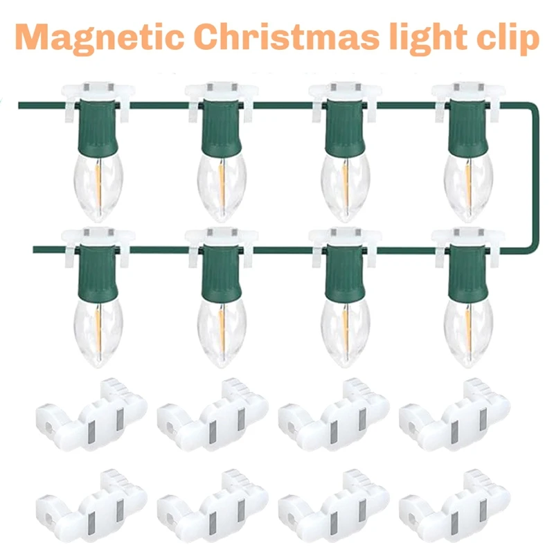 20 حزمة من مشابك إضاءة عيد الميلاد المغناطيسية القوية لمقبس C9، السقف في الهواء الطلق، خارج سلسلة عيد الميلاد حبل انحياز السياج