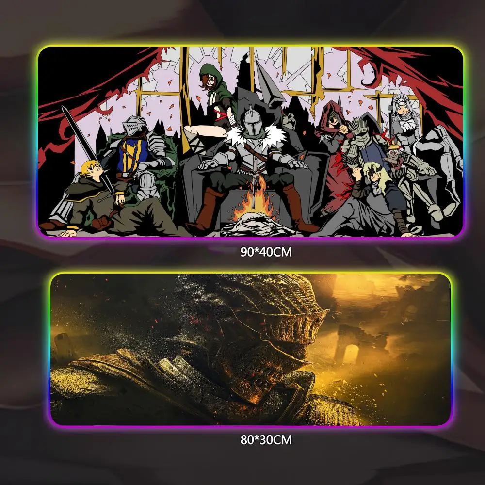 

Коврик для мыши в стиле аниме Dark Souls, геймерский люминесцентный светодиодный коврик для мыши, игровой стол, RGB настольный коврик, клавиатура, коврик для мыши для ПК