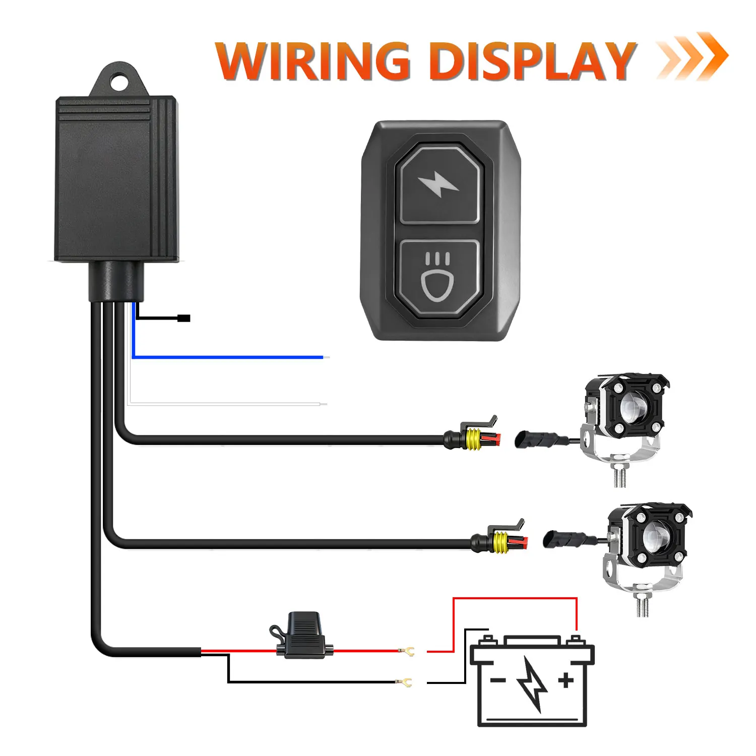 Motorcycle Spotlights Switch Kit 16AWG Heavy Duty  Fog Light on/Off Wiring Harness for Car Boat Truck 120W Cable Accessories view 3