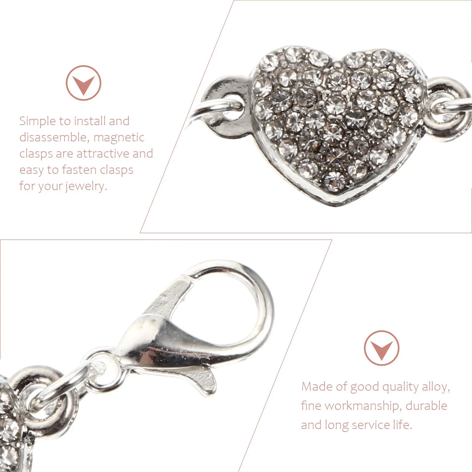 

4Pcs Heart Shaped Rhinestone Jewelry Extender Necklace Bracelet Enhancer DIY Jewelry Connector Chain Extender Clasp