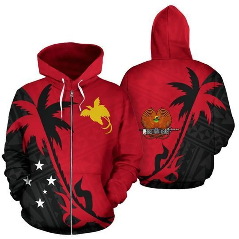 3d Country Flag Papua Nieuwe Guinea Grafische Hoodie Pullover Casual Hoodies Jas Met Ritssluiting Voor Heren Oversized Retro Tattoo Hoodie