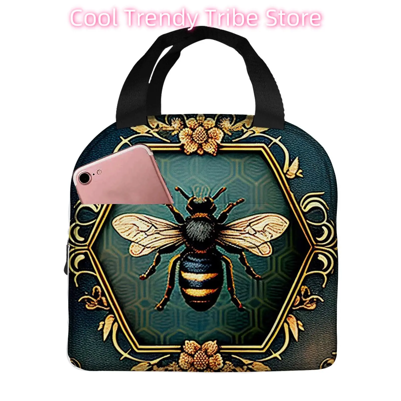 

Reusable Leakproof Lunch Box for Work Office Picnic or Travel,Queen Bee is in an Old Style，Lunch Bag