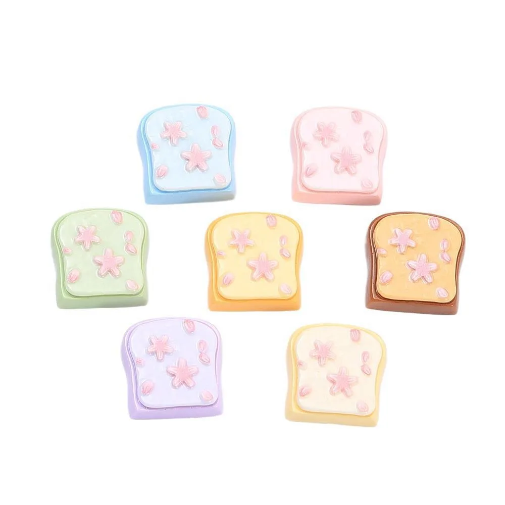 10Pcs Kawii resin cherry toast Series Miniature Flat Back Cabochons For Hairpin Scrapbooking DIY Home Decor Craft Accessories