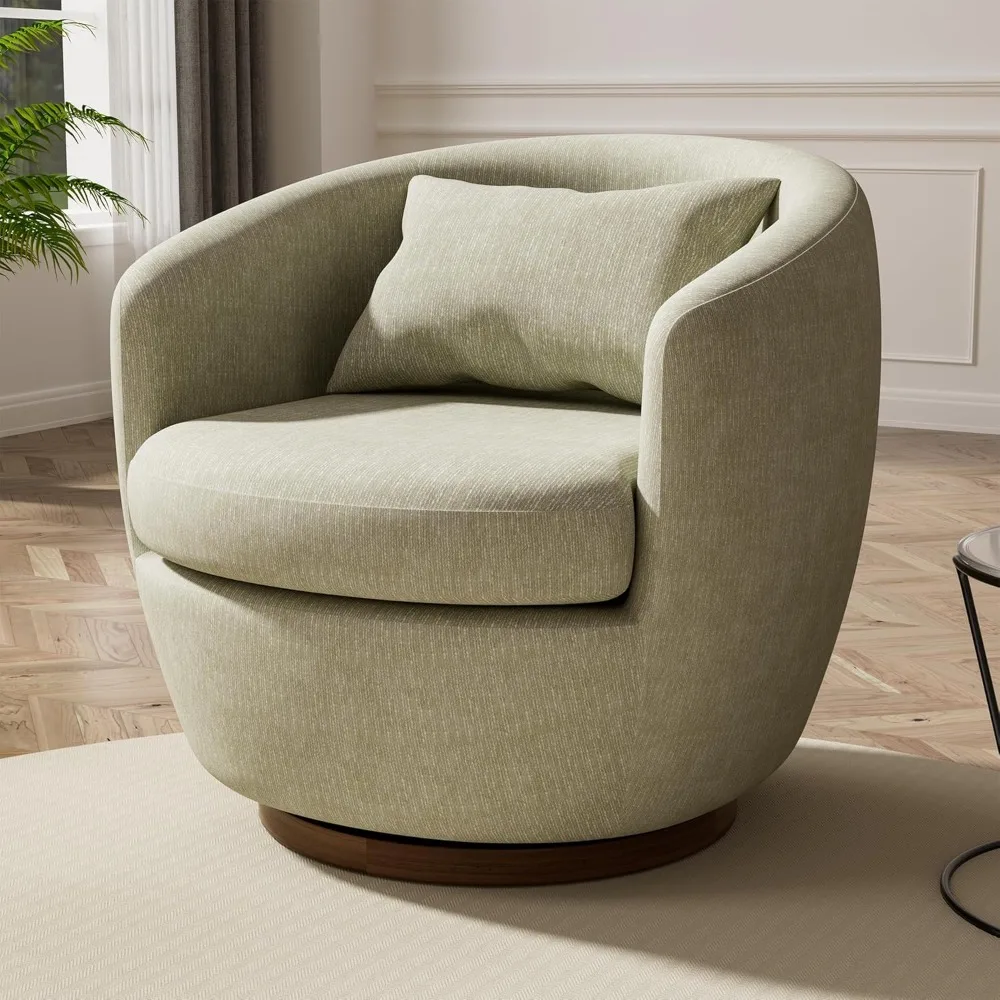 Barrel Swivel Chair, Swivel Accent Chair Reading Chair,Fabric Upholstered 360 Degree Swivel Accent Corner Chairs for Living Room