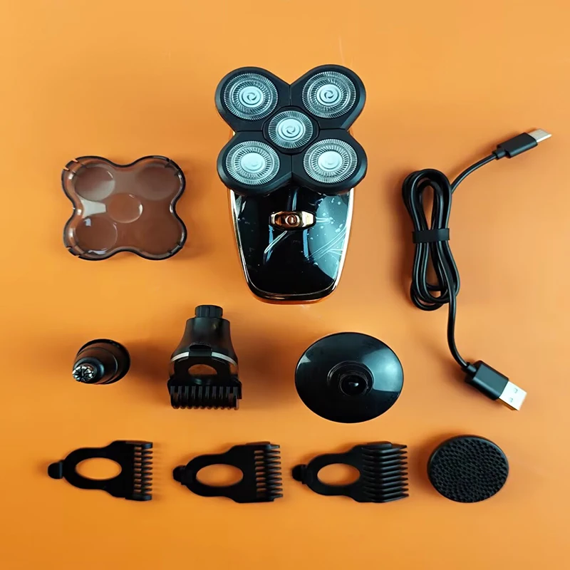 

Беспроводной электрический набор для бритья 5D - водонепроницаемый, для влажного и сухого бритья, с вращающимся лезвием.