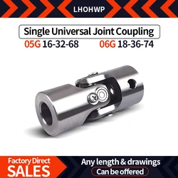 1PC 05G Single Joint 16x32x68 / 06G Single Joint 18x36x74 Cross Type Universal Joint Coupling 40Cr Steel High Torque