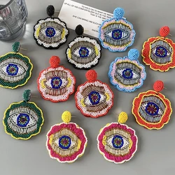 AENSOA Bohemian Colorful Beads Evil Eye Drop Earrings for Women Ethnic  Round Handmade Beaded Earrings Boho Summer Beach Jewelry