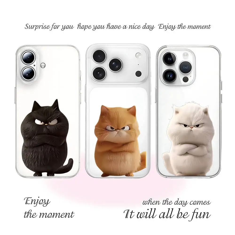 

Funny Cool Cat Phone Case For Iphone 17 16 15 11 13 14 Pro Max 7 8 Plus X Xr Xs Max Se2020 12mini Transparent Cover