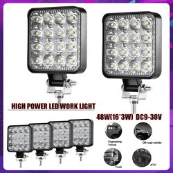 12V/9-30V Led Work Light Square Spotlight/floodlight 48W/126W Car Headlight For Truck Off Road SUV Night Driving Light Fog Lamp