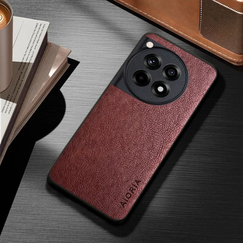 Case for OnePlus 12R 12 11R 11 coque solid color durable classical business Leather cover for oneplus 12r case funda
