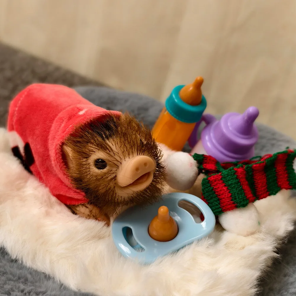 ตุ๊กตาหมูซิลิโคนขนาด 5 นิ้ว น่ารัก นุ่มนิ่ม เหมือนจริง พร้อมอุปกรณ์เสริม ตุ๊กตาหมูเหมือนจริงสำหรับเด็กแรกเกิด ของเล่นคลายเครียด ของขวัญ