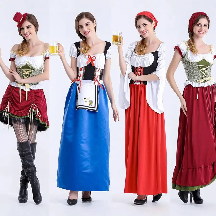 

Beer Festival Costume Halloween Party Bar DS Masquerade Beer Outfit Maid Uniform Gift Women's Traditional Stage Clothing