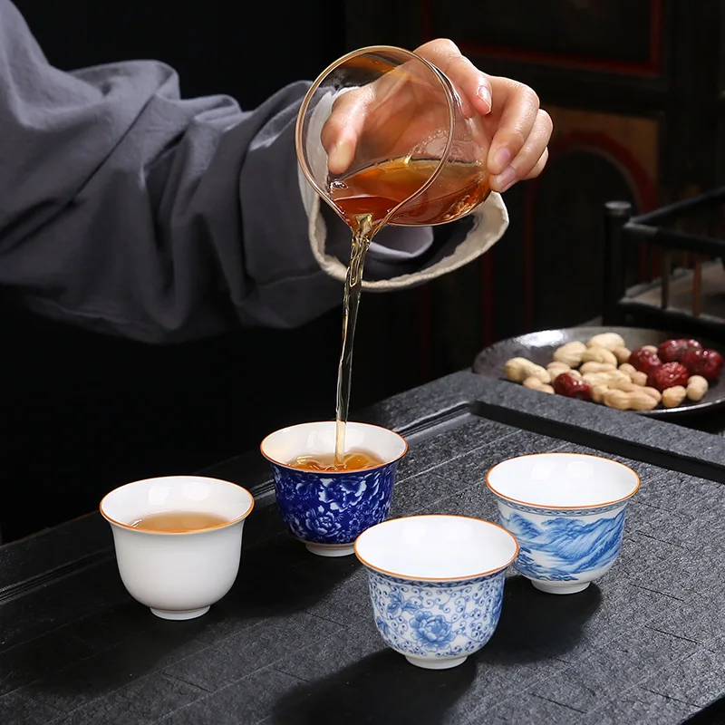 White Porcelain Tea Cup Wholesale Handmade Master Cup Ceramic Drinking Tea Cup Home Office Gift Kung Fu Tea Set Teacup