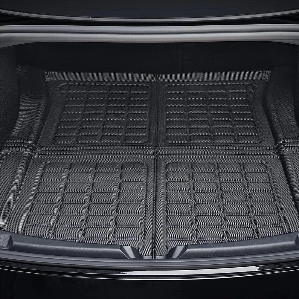 For Tesla Model 3 Highland 2024 XPE Floor Mats All Weather Trunk Floor Mat Waterproof Non-Slip Cargo Liners Left Right Rubber