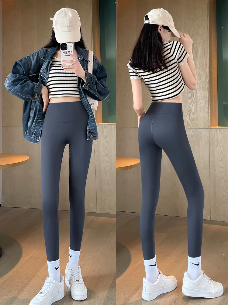 ハイウエストヨガパンツ レディース スリムフィット 薄手 ファッショナブル ボトムス カジュアル ナインポイント アークスキンパンツ