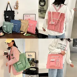 Canvas Shoulder Bag Casual Korean Style Large Capacity Tote Bag Handbag Commuting