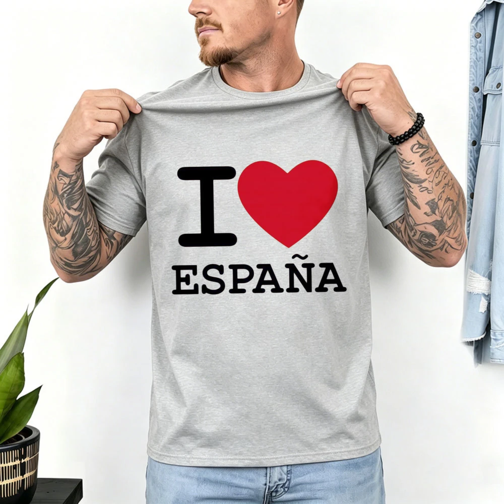 I Love Espana Red Heart Graphic Tee Spanish Pride Minimalist Souvenir Travel Gift WomenTops Patriotic Gift Cotton Casual Tshirt