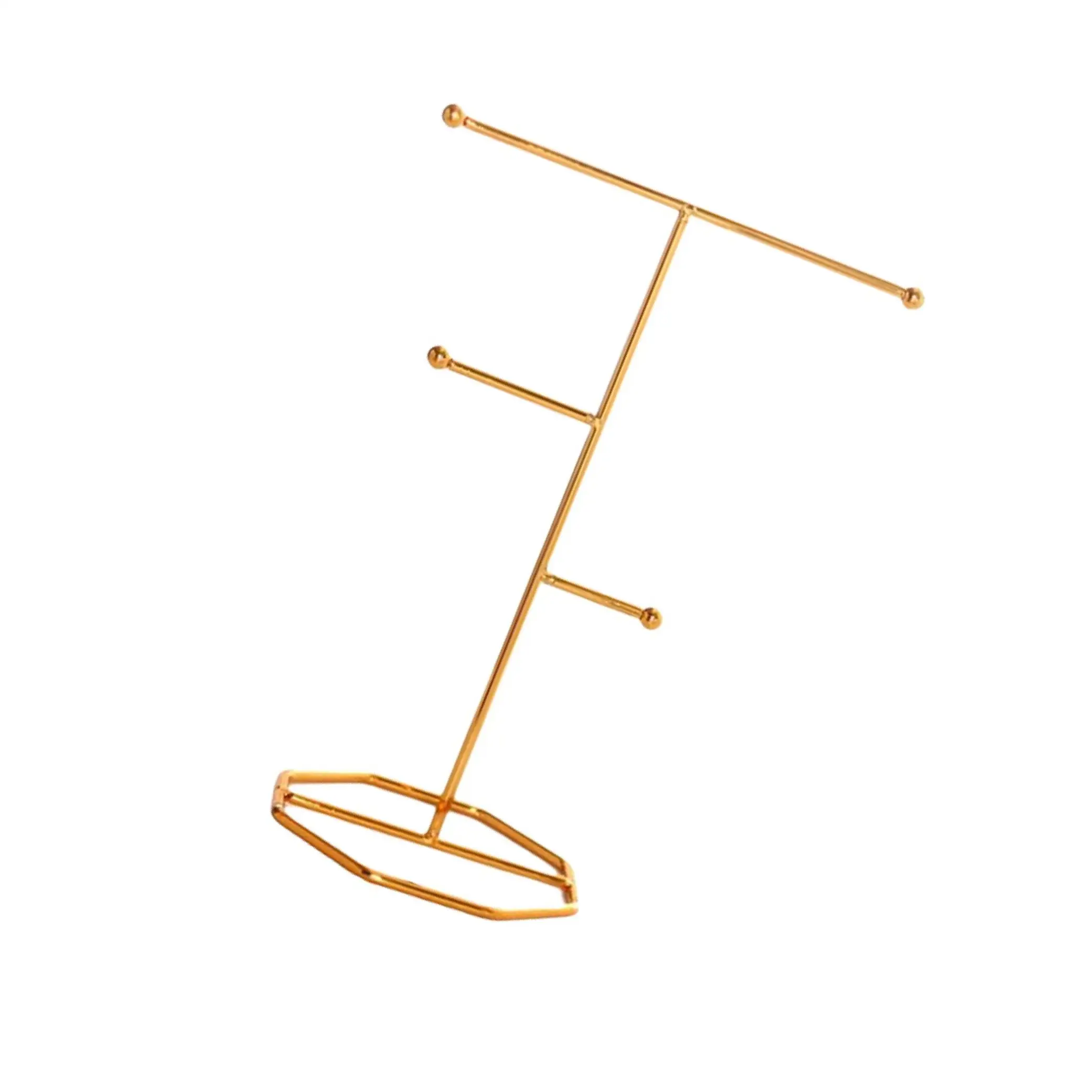 

Jewelry Shelf Gifts T-Bar Metal Minimalist Exquisite for Handbag Rings Home Gold S