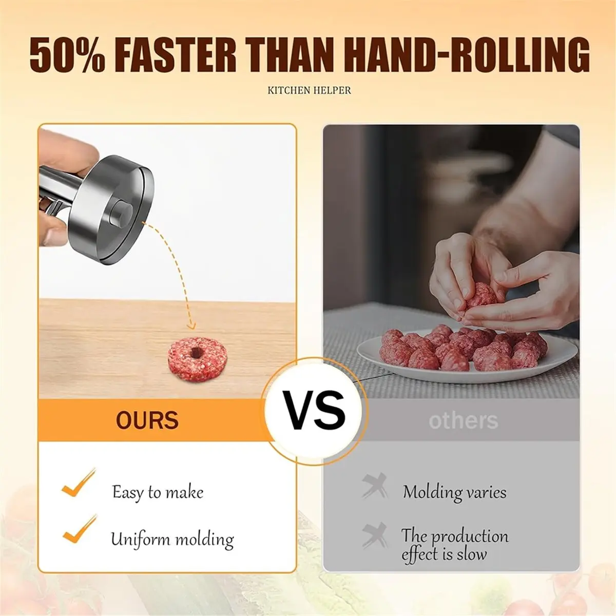 

НОВИНКА 2026: Ложка для фалафеля и пресс для фрикаделек из нержавеющей стали, антипригарные, легко моются, универсальный кухонный инструмент