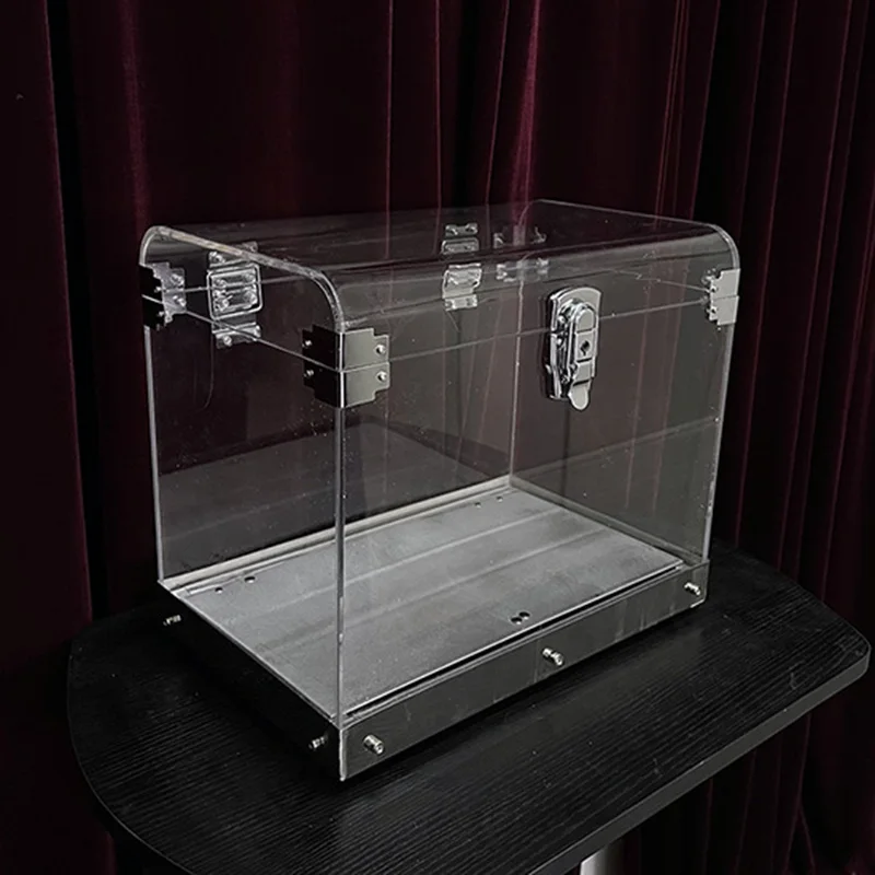 Crystal Money Chest (Metal Corner) Magic Tricks Astonishing Visual Money Appearing Professional Stage Illusions Gimmicks Props