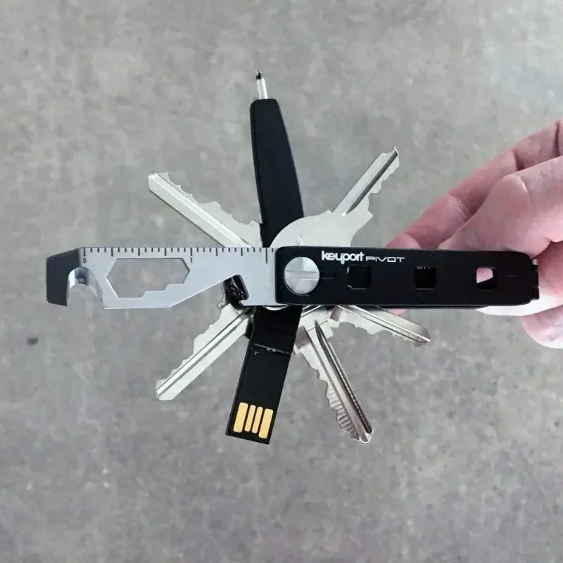 10-in-1 EDC Survival Tool, Stainless Steel Keychain Tool with Bottle Opener Ruler Screwdriver for Camping Hiking Outdoor Gear