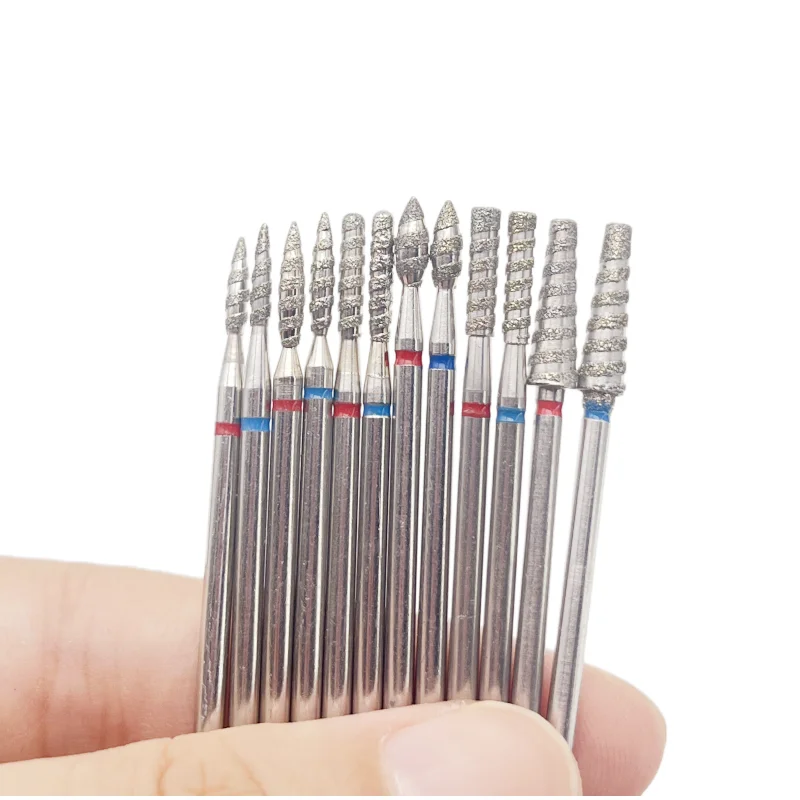 1 pcs Spiral Pattern Nail Polish Drill Bit for Diamond Cutting Tools, Milling Cutters, Deburring, Polishing Machine Accessories