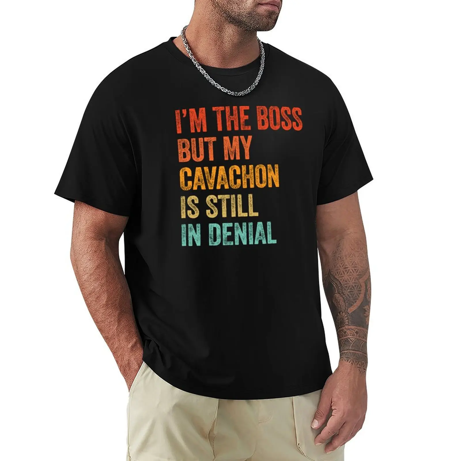 

I'm The Boss Cavachon Still In Denial Dog Gift T-Shirt Dry Fit Athletic Short Sleeve Shirt